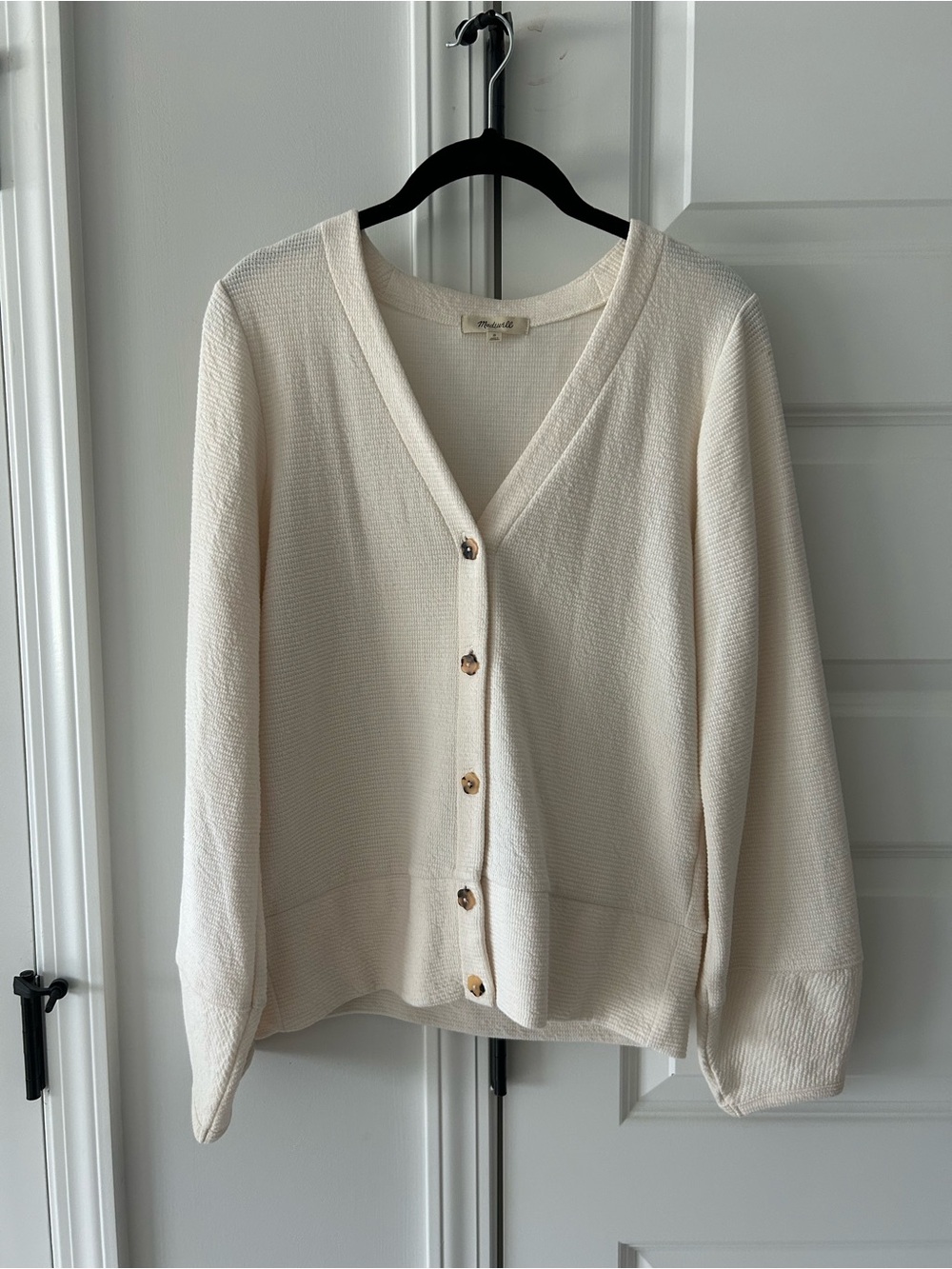 Madewell Cream Button-Front V-Neck Cardigan